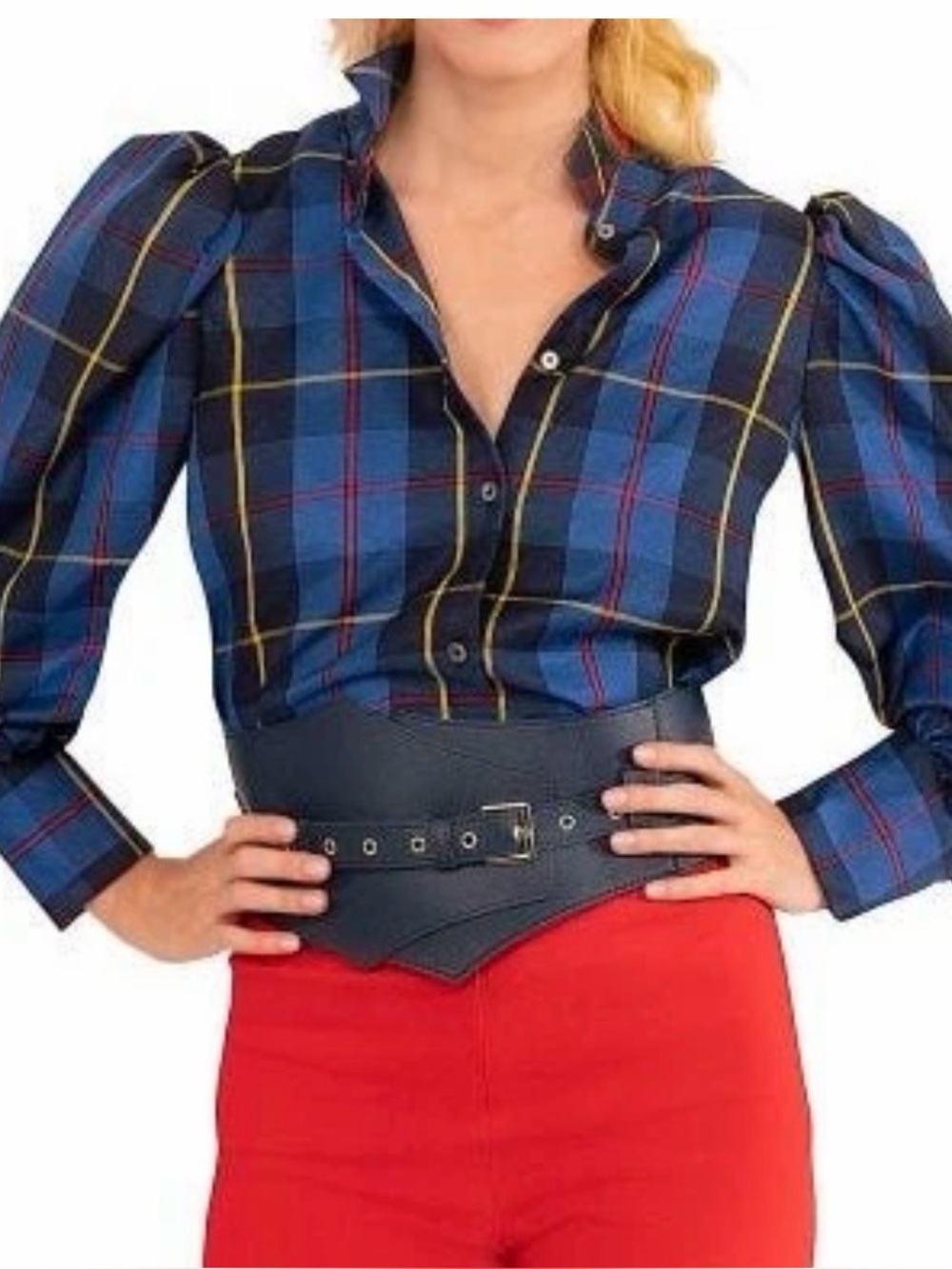 Gretchen Scott Juliette Blouse Plaidly Cooper Plaid British Heritage Equestrian